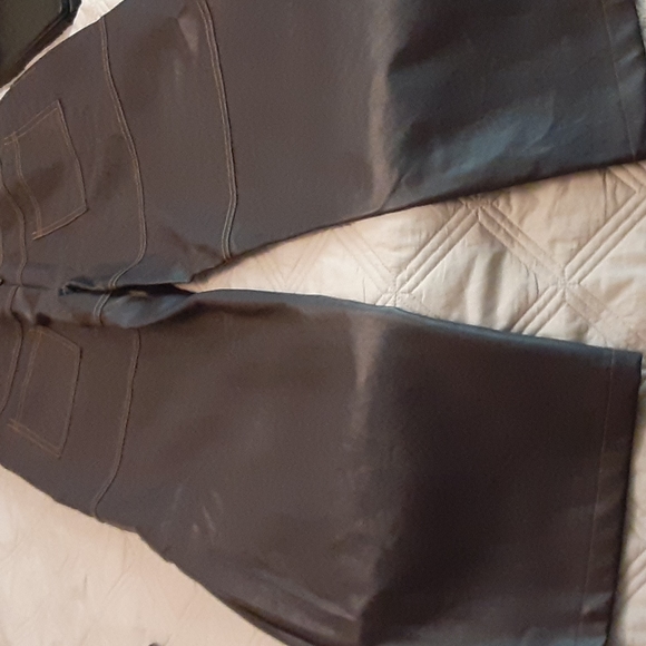 Faux Brown Leather Baggy pants SZ.30 x 30 unisex - Picture 2 of 9